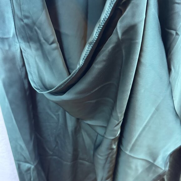 Lulus Classic Elegance Green Satin Sleeveless Mock Neck Maxi Dress Medium - Picture 11 of 14